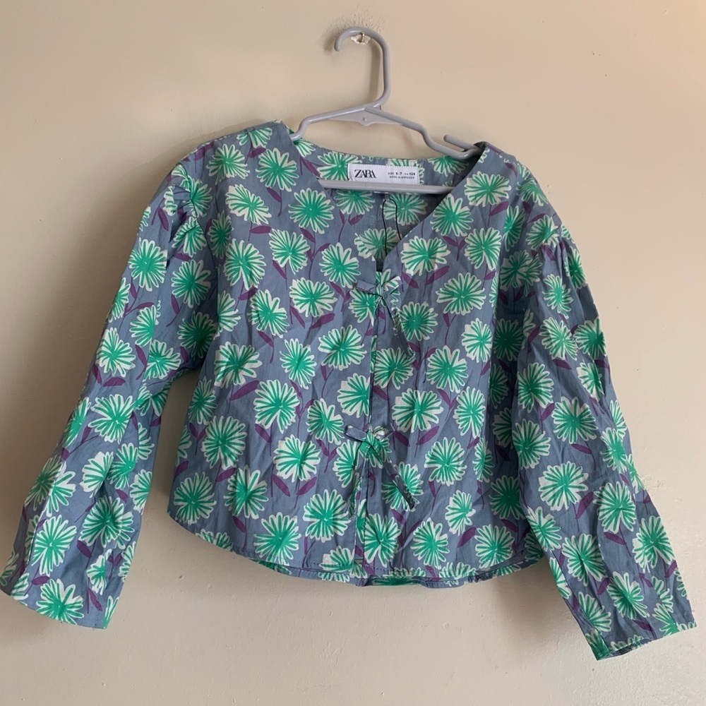 NWOT Zara Kid Shirt Top Girl Size 6-7 Clothing Multicolored Floral Long Sleeve